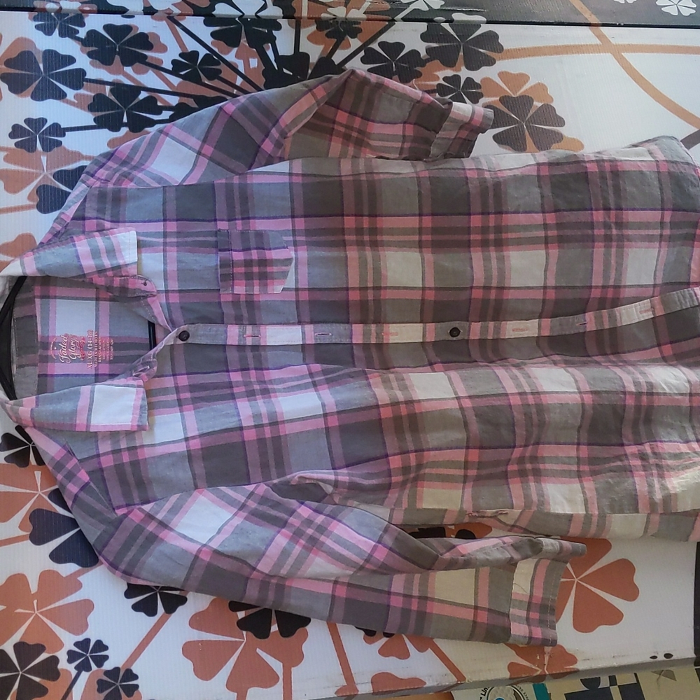 Flannel like top XL Gray and Pink